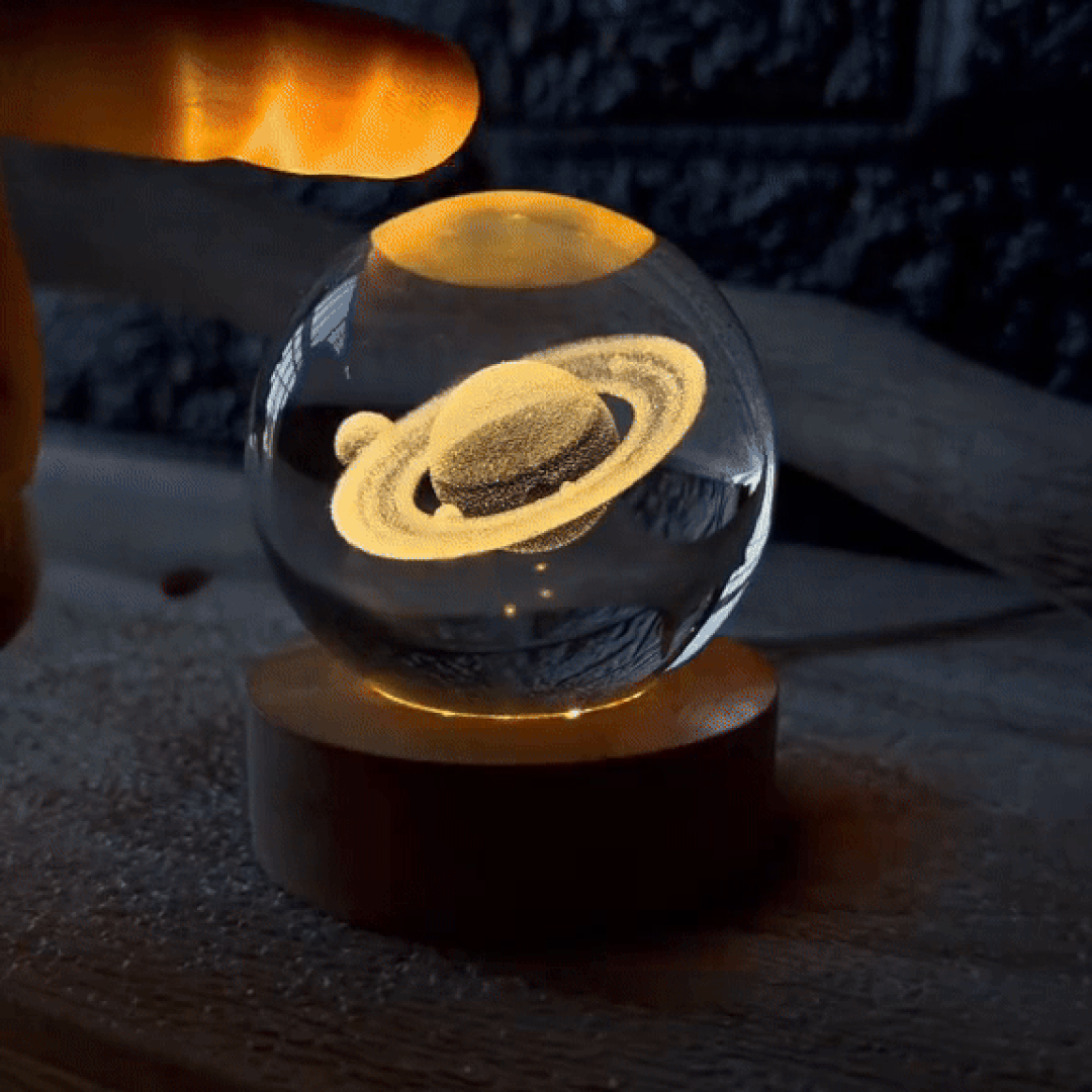 3D Kristall Solsystemlampa